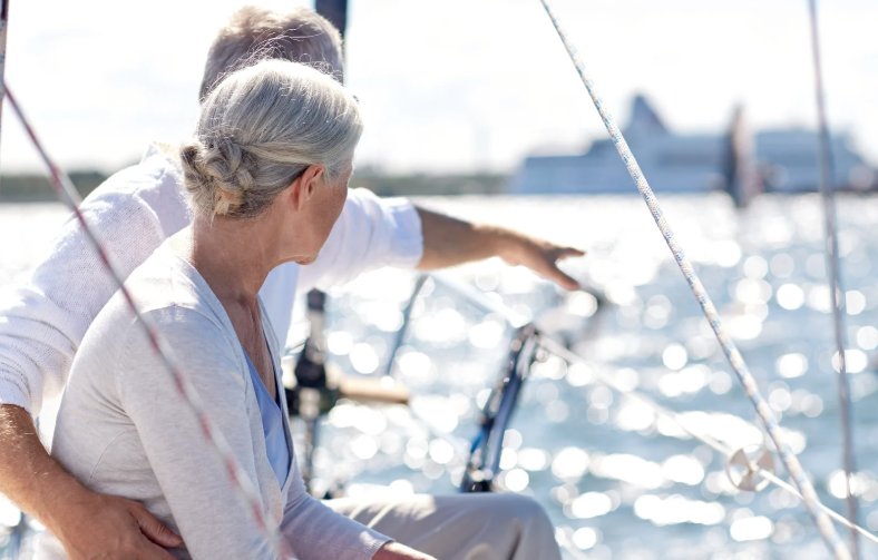 retired wealthy couple on yacht