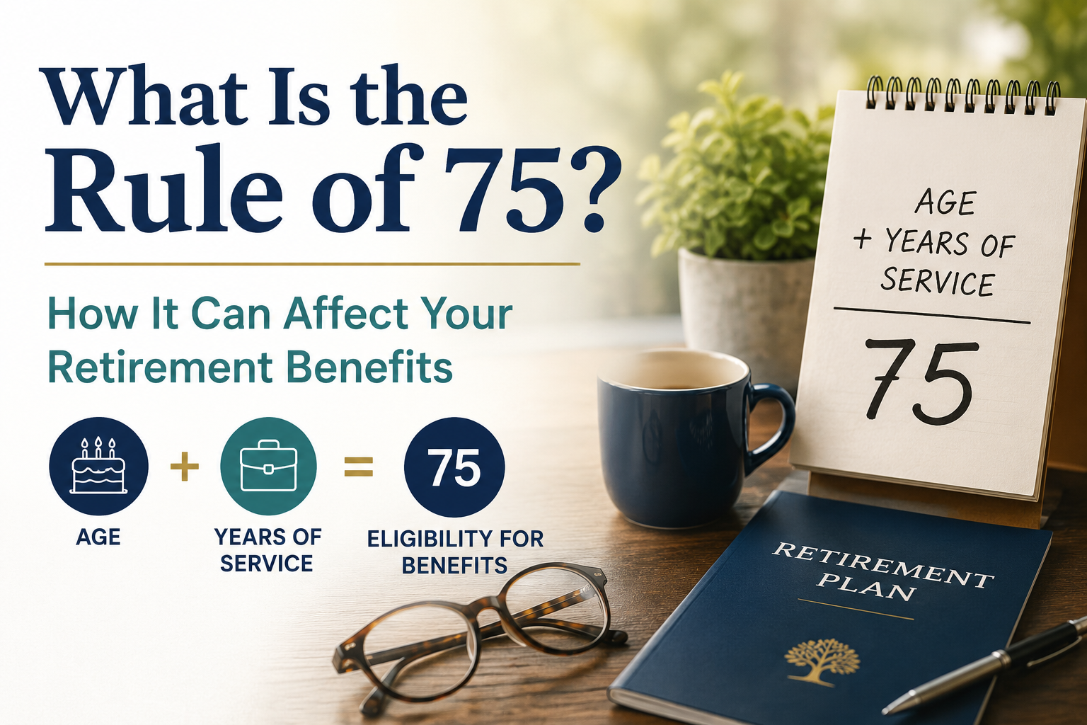 Rule of 75 for retirement showing age plus years of service