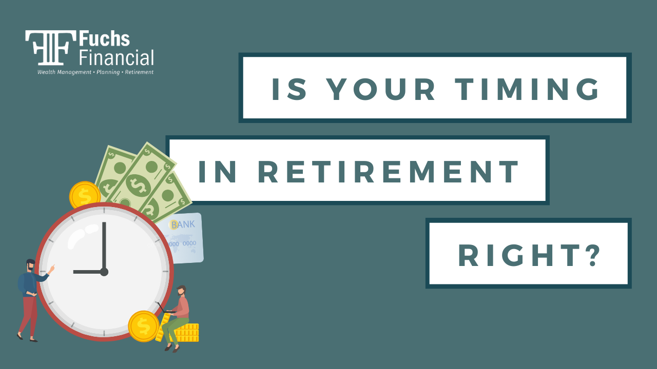 is your timing right in retirement text next to a clock and money