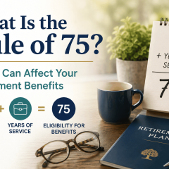 Rule of 75 for retirement showing age plus years of service