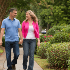 retired couple going for a walk